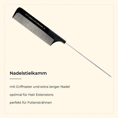 Fijne metalen pin staart kam 23,5 cm - Professionele haar styling tool