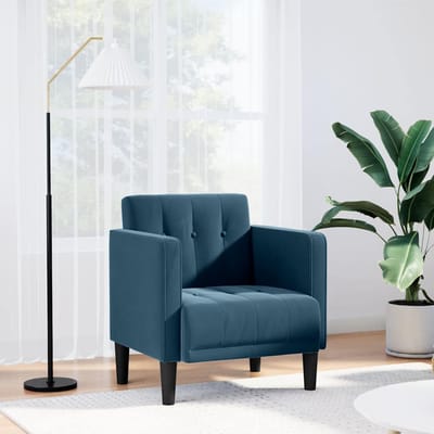 vidaXL - Fauteuil - met - armleuningen - Blauw - 53 - cm - Fluweel