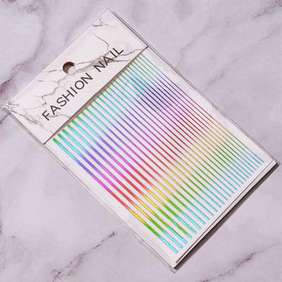 1PC Zilver Goud Lijnen Streep 3D Nail Sticker Geometrische Zwaaide Ster Hart Zelfklevende Slider Papers Nail Art transfer Stickers veelkleurig