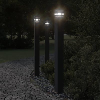 vidaXL Vloerlamp voor buiten met sensor 110 cm aluminium zwart