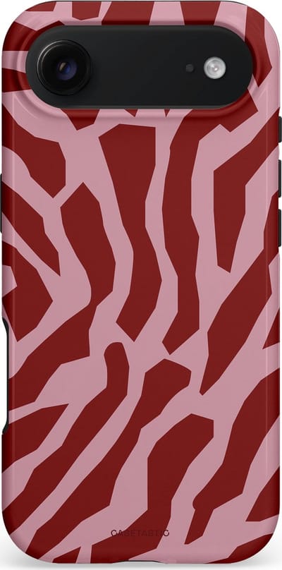 Casetastic Hoesje Geschikt voor Apple iPhone Air MagSafe - Stijlvolle Beschermende Duo-layer Case - Rode Roze Framboos Zebra Strepen