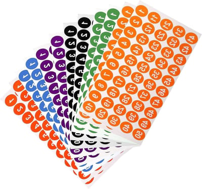 12 Bladen Nummerstickers 1-100, Zelfklevende Vinyl Ronde Stickers voor Sorteren, Organiseren en Labelen