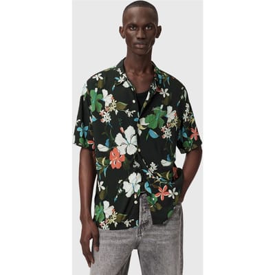AllSaints Koh Chang Ss Shirt Jet Black Taglia: XS | Camicie Casual Outlet | Uomo | Nero