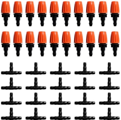 Druppelsysteem Onderdelen - Irrigatie Sproeiers - Planten Water Geven - Instelbare Waterstroom - 20 Stuks - Oranje