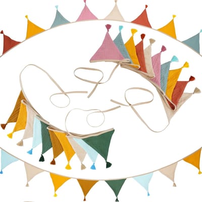 Allecto - Vlaggetjesslinger - Kinderkamer Decoratie - 2,6 m Lengte - Meerkleurig - Feestdecoratie - Perfect voor Verjaardagen - Voor Kinderen