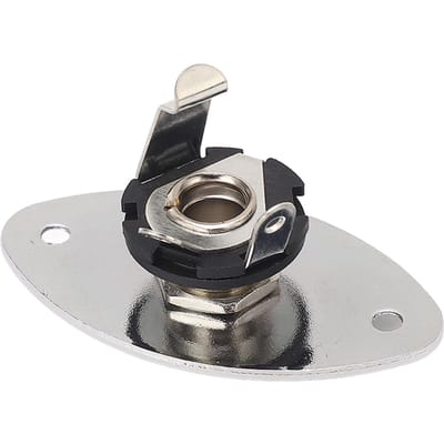Gitaar Jack Ovale Vorm Metaal Universeel 14 Inch Jack Socket Plaat voor Tele Stijl Gitaren black