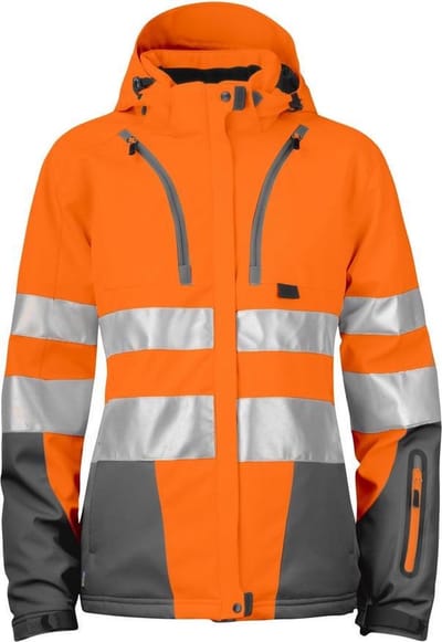 ProJob 6424 GEVOERDE SIGNALISATIE SOFTSHELL EN ISO 20471 KLASSE 3 DAMES 646424 - oranje/grijs - M