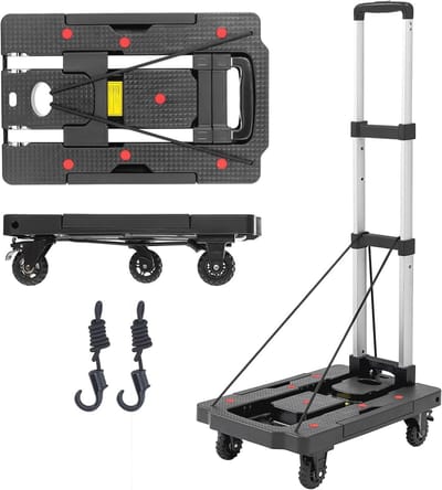 Opvouwbare Transportkar met 150 kg Draagvermogen en Telescopische Handgreep - Ideaal voor Zware Ladingen