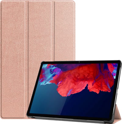 Hoesje Geschikt voor Lenovo Tab P11 Plus - Dun & Stevig - Trifold Bookcase - Hard Cover - Hardcover Book Case - Tablet Hoes - Rosé goud