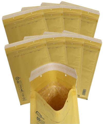 Gerimport bubbel / luchtkussen enveloppen - bruin - 15 x 21 cm - 5x stuks - Bubbeltjes enveloppen
