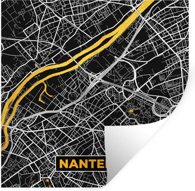 Muurstickers - Sticker Folie - Nanterre - Plattegrond – Kaart – Frankrijk – Stadskaart - 100x100 cm - Plakfolie - Muurstickers Kinderkamer - Zelfklevend Behang XXL - Zelfklevend behangpapier - Stickerfolie