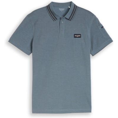 Tom Tailor - Poloshirt met zak op de mouw - Maat M - blue grey two tone