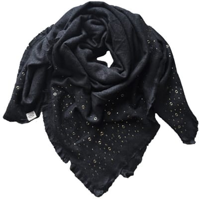 Black Tignes effen sjaal met stoere details - damessjaal