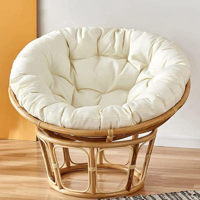 Papasan Kussen - Rond Zitkussen - Buiten Zitten - Water & UV Bestendig - 140 x 140 cm - Wit
