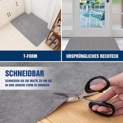 vuilvangmat 90x150cm, superdun binnenvoetmat, zuigend antislip tapijt, duurzame deurmat, voor entree, keuken, terras, huisdeur, lichtgrijs