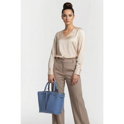 Coccinelle Medium Leather Tote Bag In Blue Maat: OS | Handtassen Outlet | Dames | Blauw