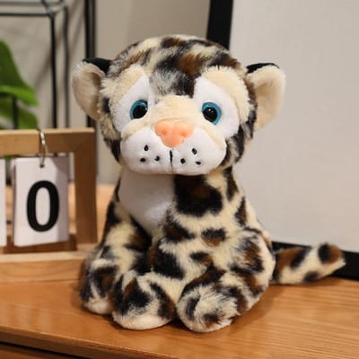 Realistische Tijger Pluche Speelgoed Zacht Levensgetrouw Wild Dier Knuffelpop Schattige Luipaard Huisdecoratie Cadeau voor Kinderen Volwassenen 17cm donkere kaki kleur