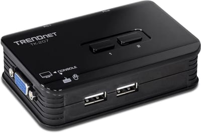 2-Poorts USB KVM Switch met Kabelset voor Apparaatbewaking en Autoscan