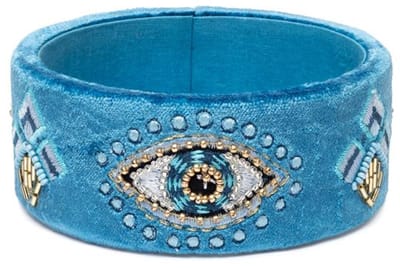 Sieradenbakje fluweel blauw met Alziend Oog – 11,5 cm x 4,5 cm