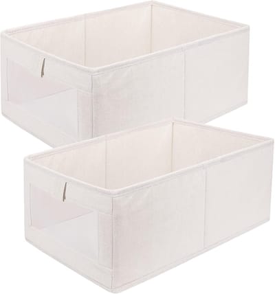 Dailygoods- Opbergdoos set van 2 - Vouwdoos met transparant venster - Opbergbox voor kleding, boeken, speelgoed - Opvouwbaar en stapelbaar - Hoogwaardig materiaal (40 x 27 x 17 cm)