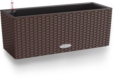 LECHUZA BALCONERA Cottage 50 - Plantenbak - met uitneembare binnenbak - met bewateringssysteem - ALL-IN-ONE set met LECHUZA-PON - mokka
