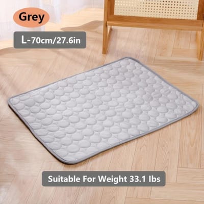 Tapis de Refroidissement Ultra-Absorbant pour Animaux Domestiques Chiens & Chats - Respirant, Tapis de Couchage Rectangulaire Idéal pour Grands Chiens, Tapis de Refroidissement pour Chien L-70cm grise