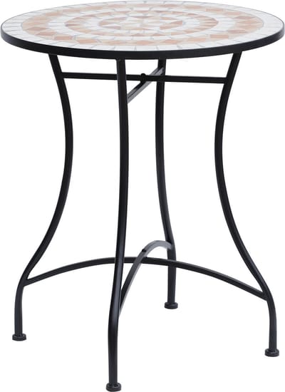 Killogood Tuintafel Ø60 x H71cm - weersbestendige balkontafel van metaal - buiteneettafel - kampeertafel bijzettafel - ronde terrastafel voor tuin terras balkon oranje+wit