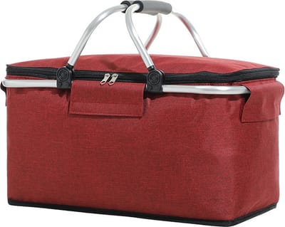 Rode Picknickmand - Opvouwbaar Boodschappenmand - Picknicktas - Winkelmand Koeltas Rood