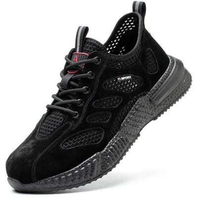 Arbeidsbeschermingsschoenen Herenschoenen Zomer Nieuwe Ademende Holle Mesh Schoenen Heren Antislip Zachte Zool Sneakers Casual Papa Schoenen 44 black