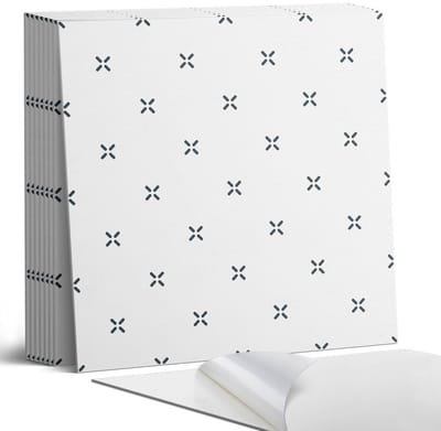 Coloray Plaktegels - Eenvoudig kruispatroon Portugese Tegels - 30 cm x 30 cm - Zwart Plaktegels - 9 stuks - Vierkant PVC Tegels - Plaktegels Keuken - Zelfklevende Vloertegels - Vinyl Tegels - Zelfklevende Tegels