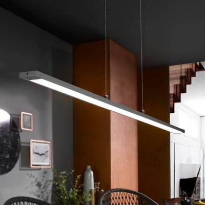 FISCHER & HONSEL LED hanglamp Marlo, grijs, lengte 120 cm, CCT, touchdimmer