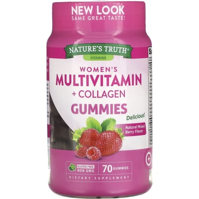Nature's Truth, multivitamine + collageen voor vrouwen, natuurlijke gemengde bessensmaak, 70 gummies