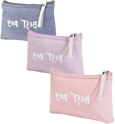Mini Makeup Tas Set van 3 Stuks - Waterdichte Reistas voor Cosmetica, Sanitaire Producten en Accessoires in Roze, Paars en Donkerblauw