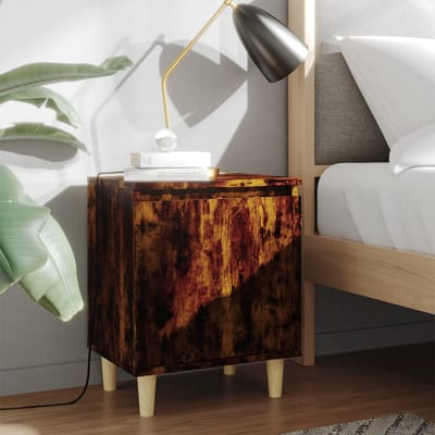vidaXL - Nachtkastjes - 2 - st - met - houten - poten - 40x30x50 - cm - gerookt - eiken