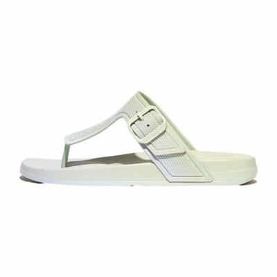 FitFlop Women iQushion Iridescent Adjustable Buckle Flip-Flops Sagebrush/Skywash Blue-Schoenmaat 42