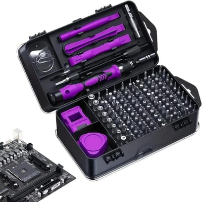 Schroevendraaierset - Precisie gereedschap - Elektronica reparatie - 115-in-1 set - Compact formaat - Violet