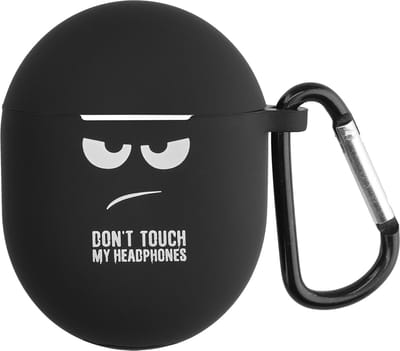 kwmobile Hoes geschikt voor Google Pixel Buds 2 (2020) - Siliconen cover voor oordopjes in wit / zwart / zwart - Don't Touch My Headphones design
