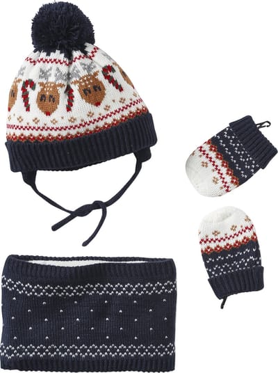 Vertbaudet Kerstcadeauset "Rendier" voor babyjongens - muts + sjaal + wanten