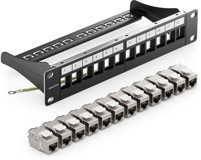 Patchpaneel 12 poorts CAT 7 met Keystone Modules voor Netwerkinstallatie