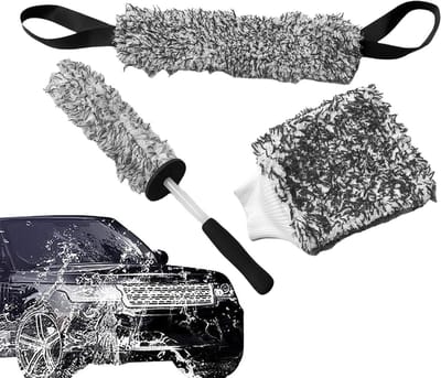 Autovelgenborstel Set - Velgenreiniger - Auto Onderhoud - Krasvrije Microvezel - 3 Stuks - Zwart