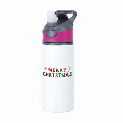Hacebo® - Kerst merry christmas waterfles met rietje roze - Kerstmis - Kerst beker - winter - kerst - christmas - kerst cadeau - water fles - 650ML