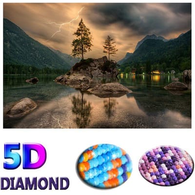 Volledige ronde boor 5D Diamond schilderij bliksem diamant borduurwerk kruissteek 20X30CM beige