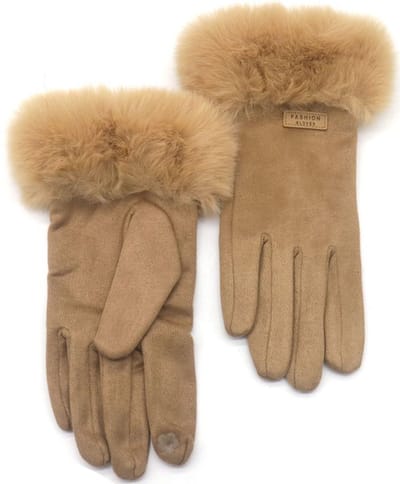 Handschoenen bruin - Imitatiebont - Met touchscreen tip - Fashionable en lekker warm - Damesdingetjes