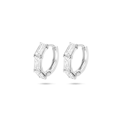 Zilveren gerhodineerde klapoorringen zirkonia 15,5 mm - 1340796