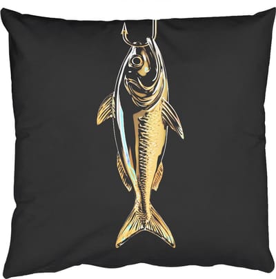 Sierkussens - Kussentjes Woonkamer - 50x50 cm - Goud - Vis - Haak - Zwart