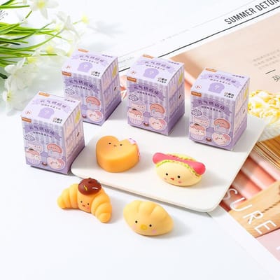 Squishy Blind Box – Bakken Mochi Stressbal Speelgoed, Decompressie Fidget voor Kinderen, Wenscadeau & Feestverrassing lichtgrijze kleur