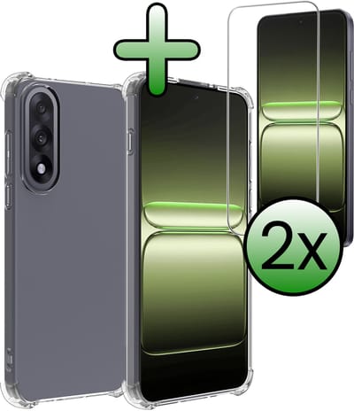 Hoesje Met Screenprotector - 2 Stuks - Geschikt voor OnePlus Nord 5 - Sterk & Shockproof - Siliconen Case - Back Cover - Telefoon Hoes - Shock Proof - Transparant