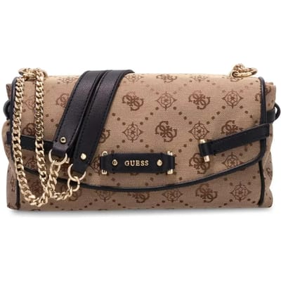 GUESS schoudertas Dorothy Convertible Crossbody Flap Latte Logo / Black Lichtbruin