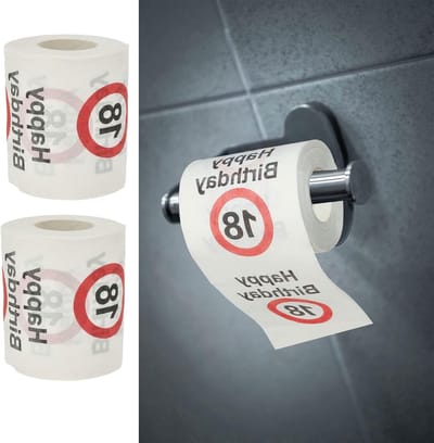 Toiletpapier Set - Grappige Rol - Verjaardag Vieren - Bedrukte Vellen - 24 m - Wit Rood Zwart