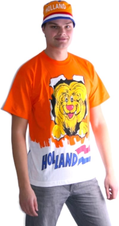 Oranje t-shirt Leeuw dubbel print - WK2026 voetbal - maat 164/XS